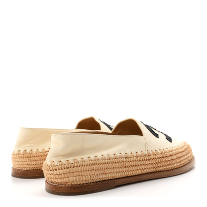 Chanel Lambskin Grosgrain CC Espadrilles 38 Beige Black 5 of 10