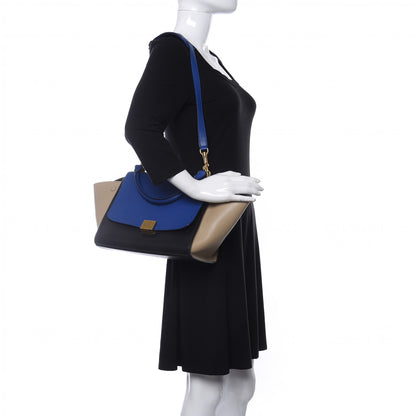 Celine Elephant Calfskin Small Tri-Color Trapeze Indigo 2 of 9