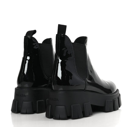 Prada Vernice Monolith Chelsea 55mm Ankle Boots 41 Black 4 of 8