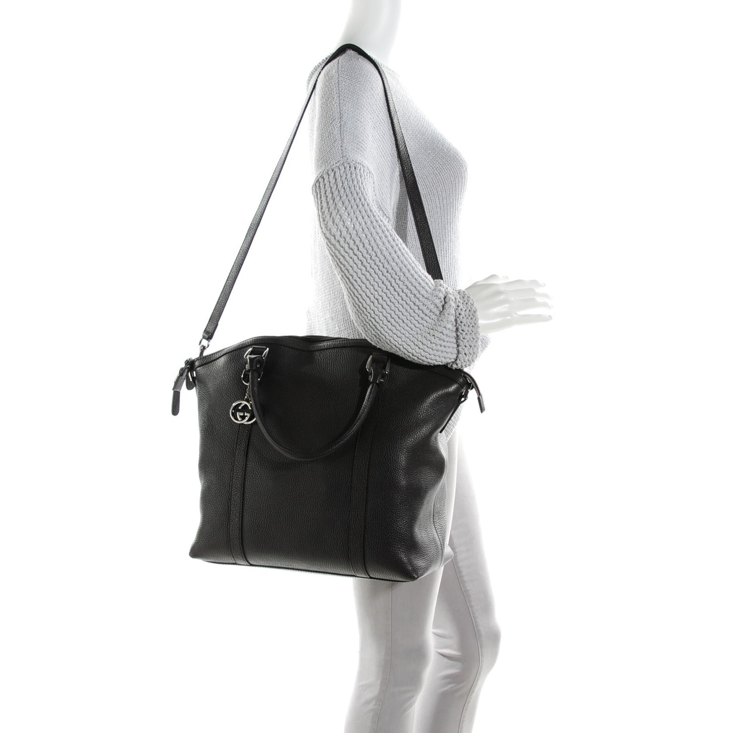 Calfskin Medium GG Charm Convertible Dome Satchel Dark Brown