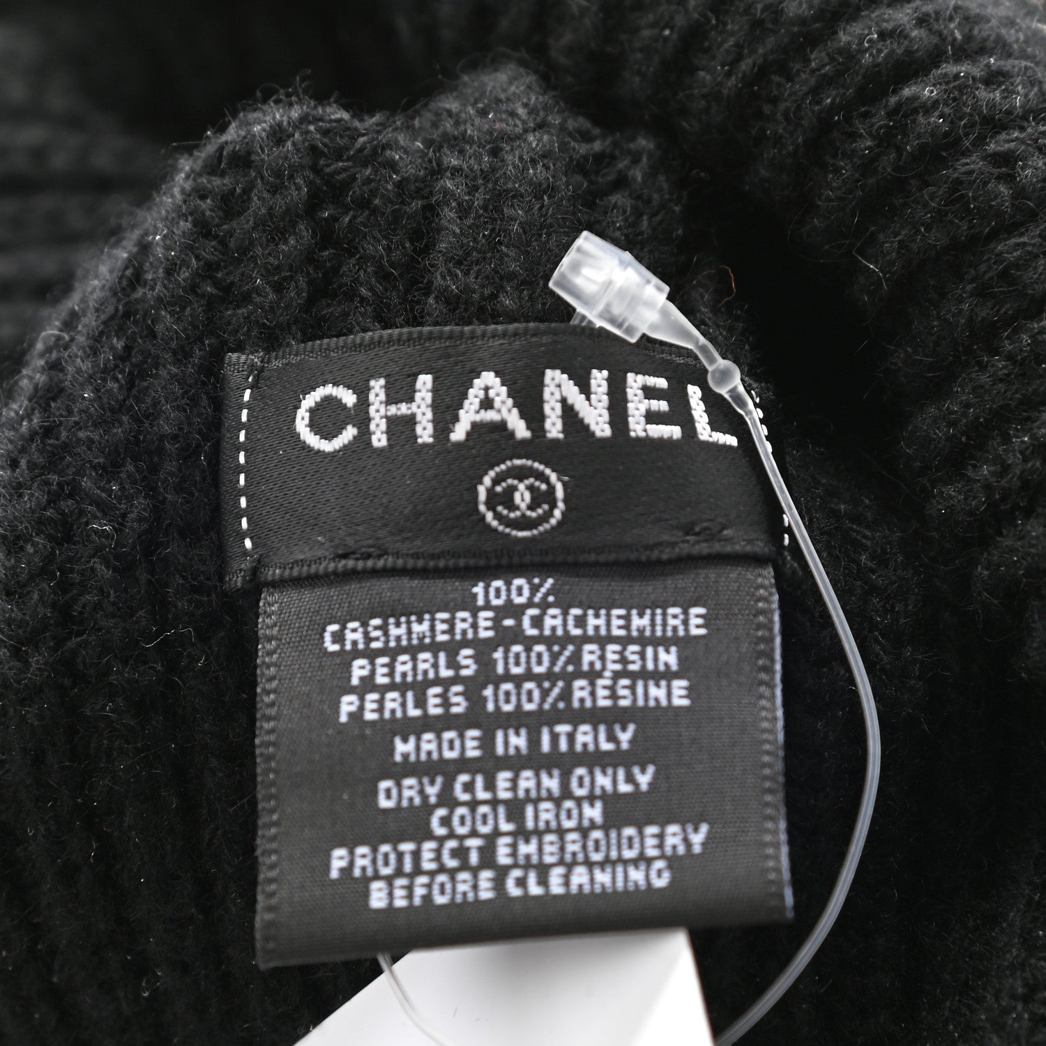 Chanel Cashmere Logo Beanie Hat Black White 4 of 4