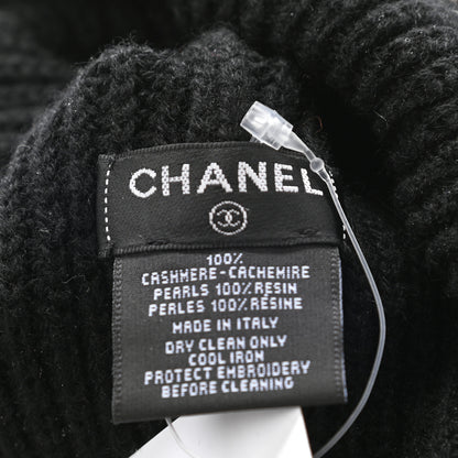 Chanel Cashmere Logo Beanie Hat Black White 4 of 4