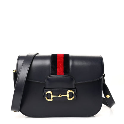 Gucci Calfskin Velvet Web Horsebit 1955 Shoulder Bag Blue 1 of 10
