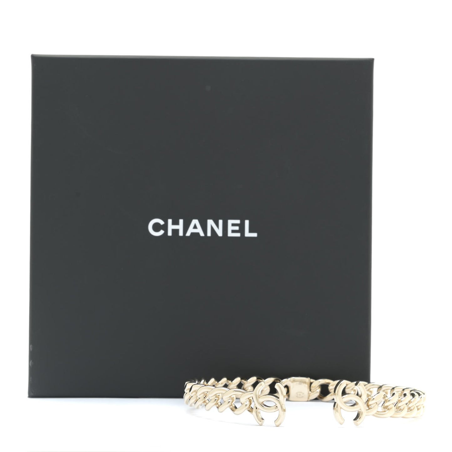 Metal CC Chain Link Choker Necklace M Gold