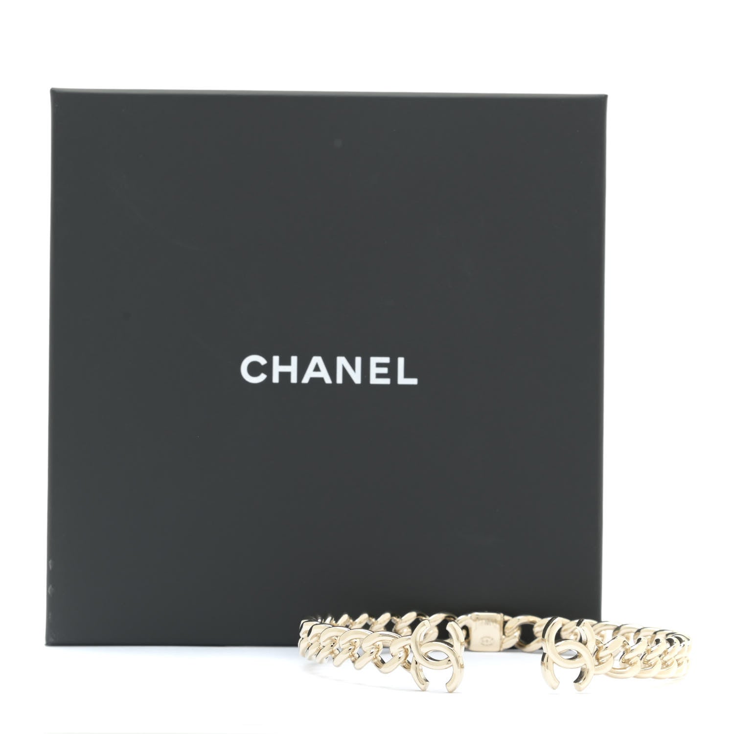 Chanel Metal CC Chain Link Choker Necklace M Gold 7 of 7