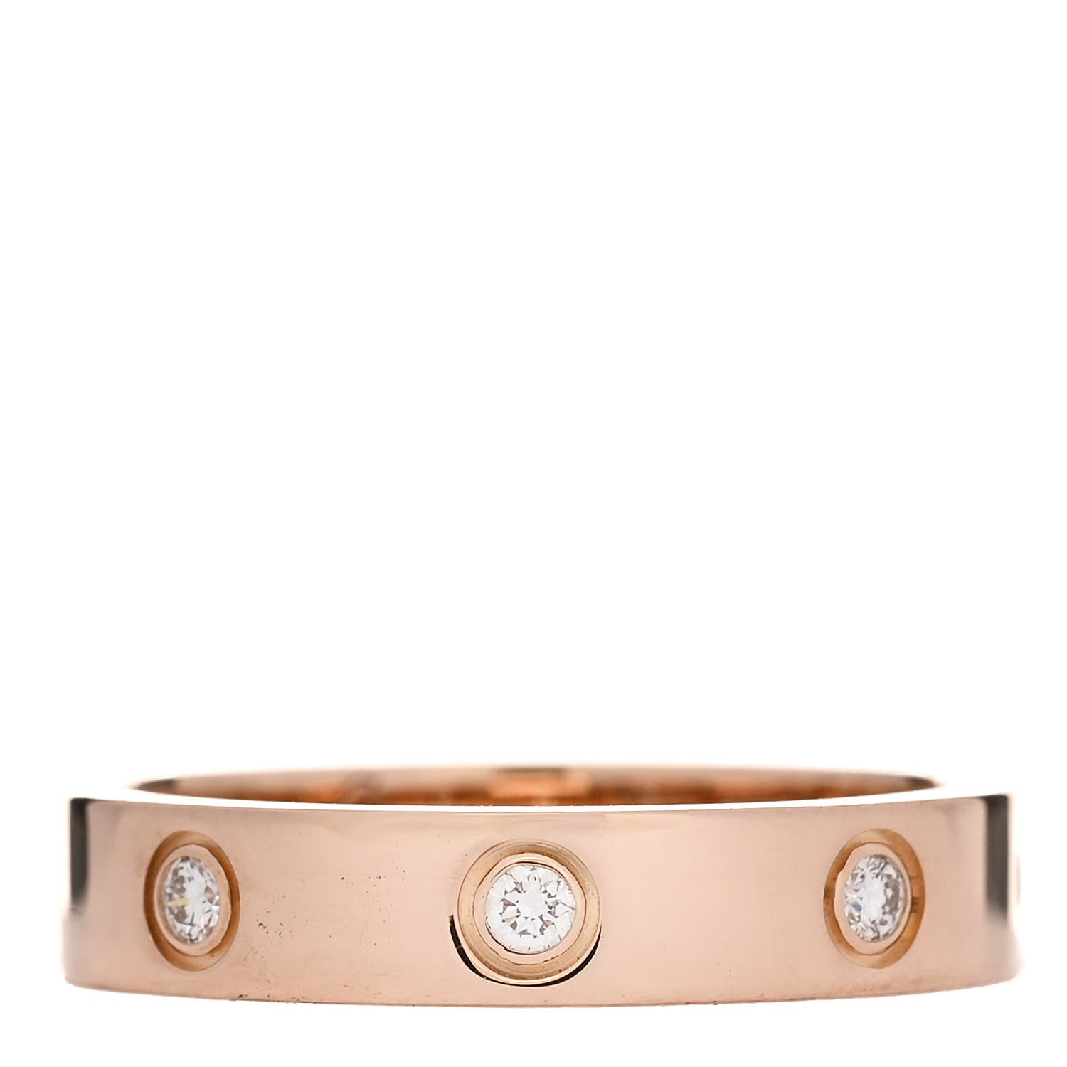 Cartier 18K Pink Gold 8 Diamond 4mm LOVE Wedding Band Ring 55 7.25 1 of 5
