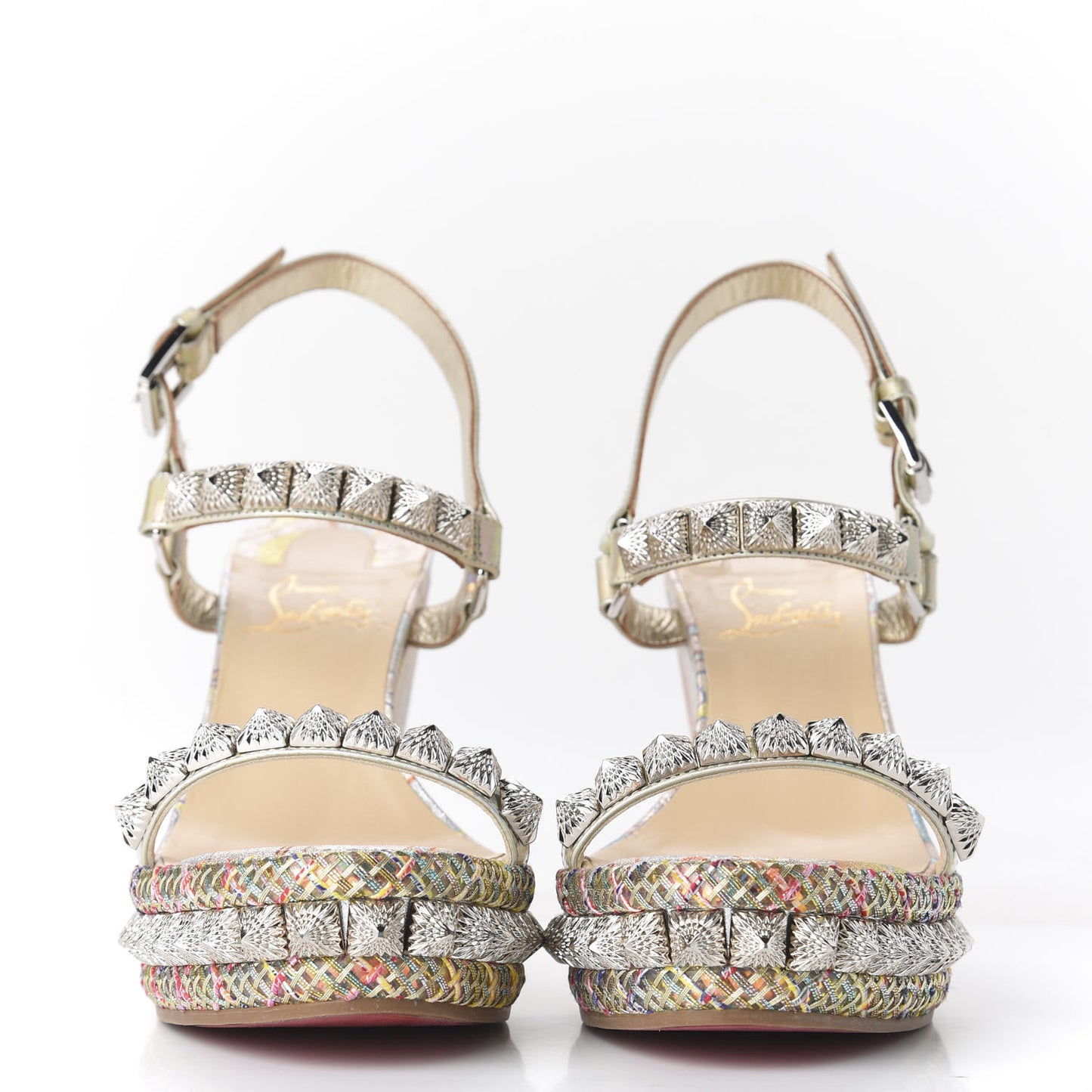 Lurex Flame Pira Ryad 110 Wedge Sandals 38 Platine Multicolor
