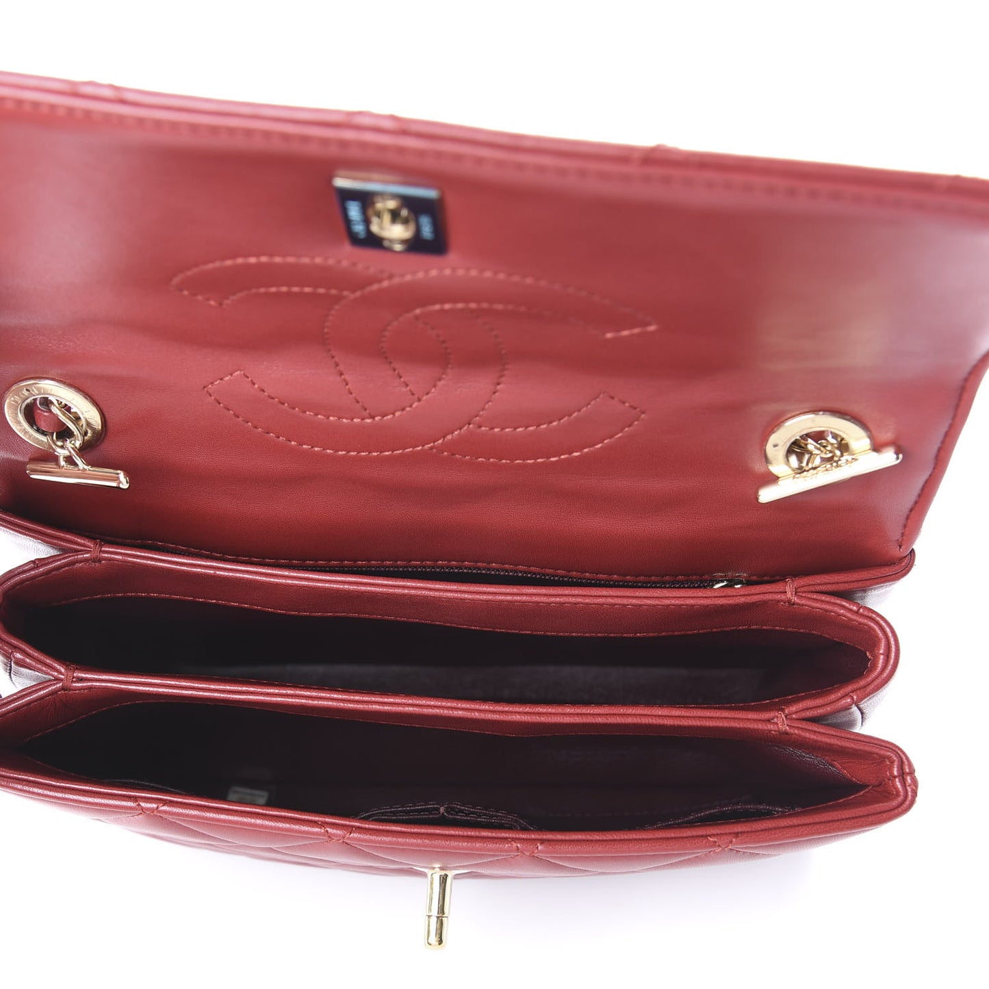 Lambskin Quilted Small Trendy CC Flap Dual Handle Bag Red