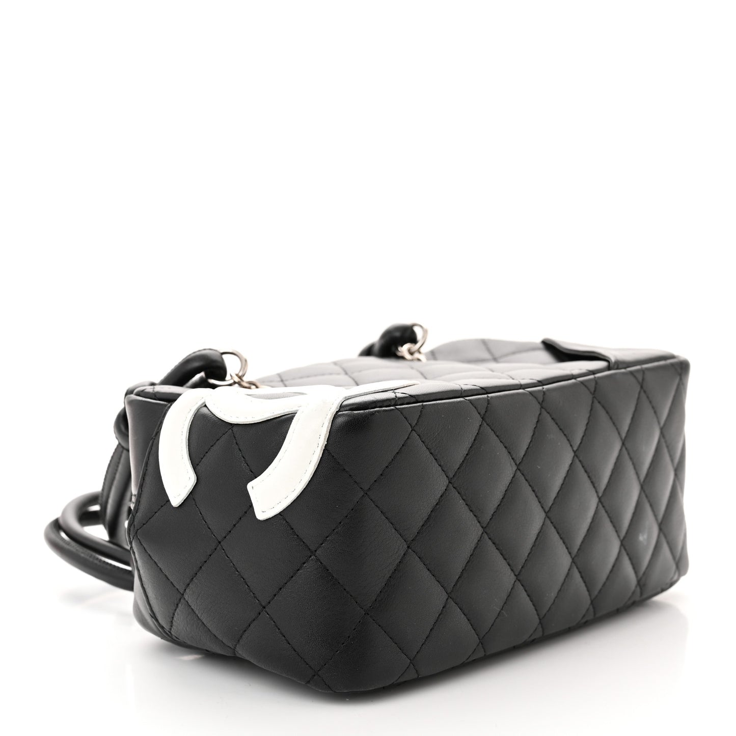 Calfskin Quilted Small Cambon Bowler Black White