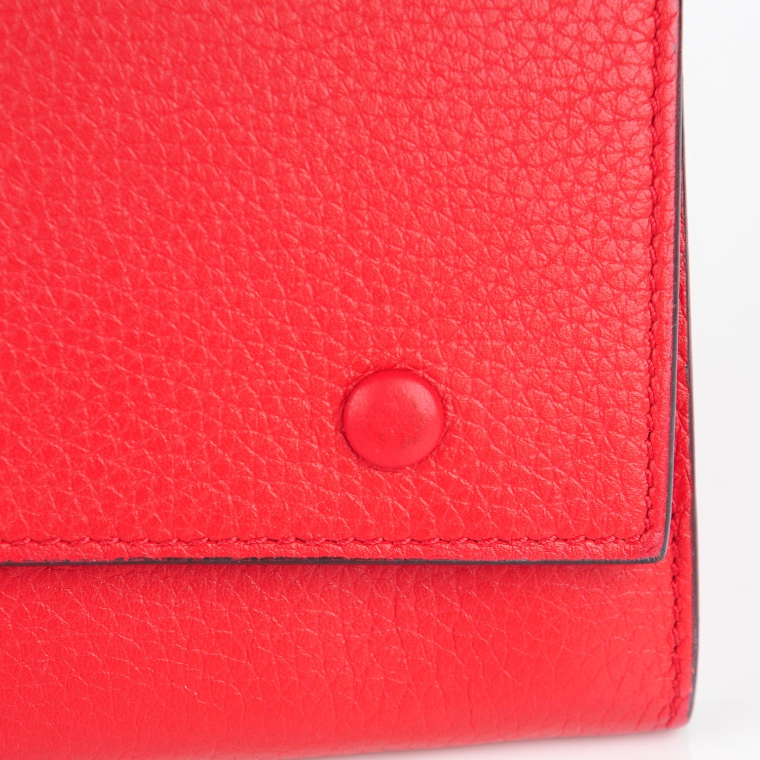 Celine Drummed Calfskin Large Flap Multifunction Wallet Vermillion 9 of 9
