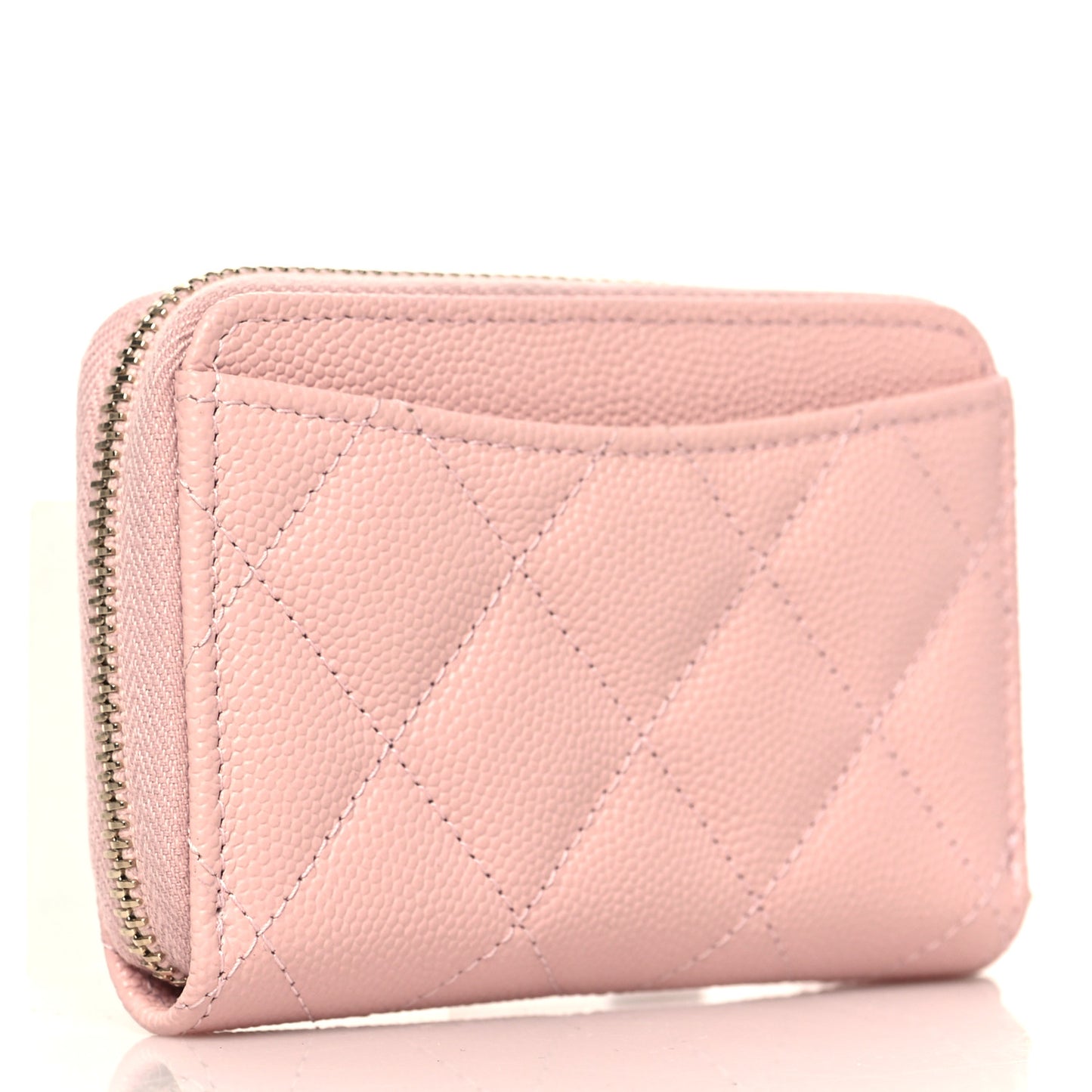 Caviar Quilted Zip Coin Purse Light Pink
