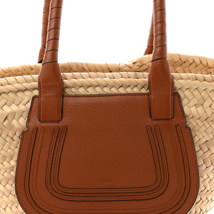 Chloe Raffia Small Grain Calfskin Medium Marcie Basket Tan 8 of 10