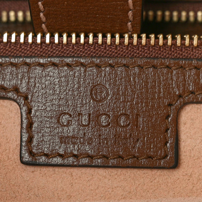 Gucci GG Supreme Monogram Azalea Calfskin Web Medium Jackie 1961 Tote Beige Ebony Brown Sugar 6 of 12