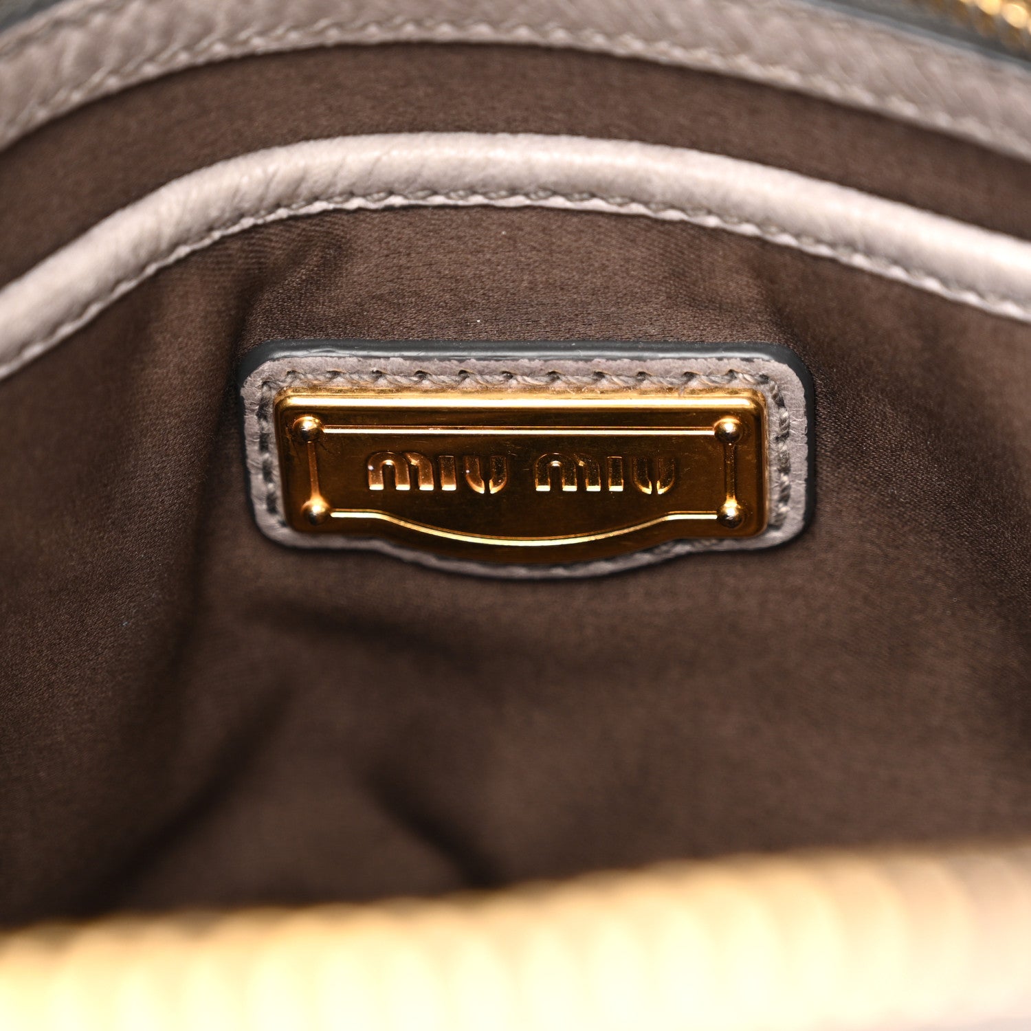 Miu Miu Vitello Shine Double Zip Tote Fumo 6 of 12