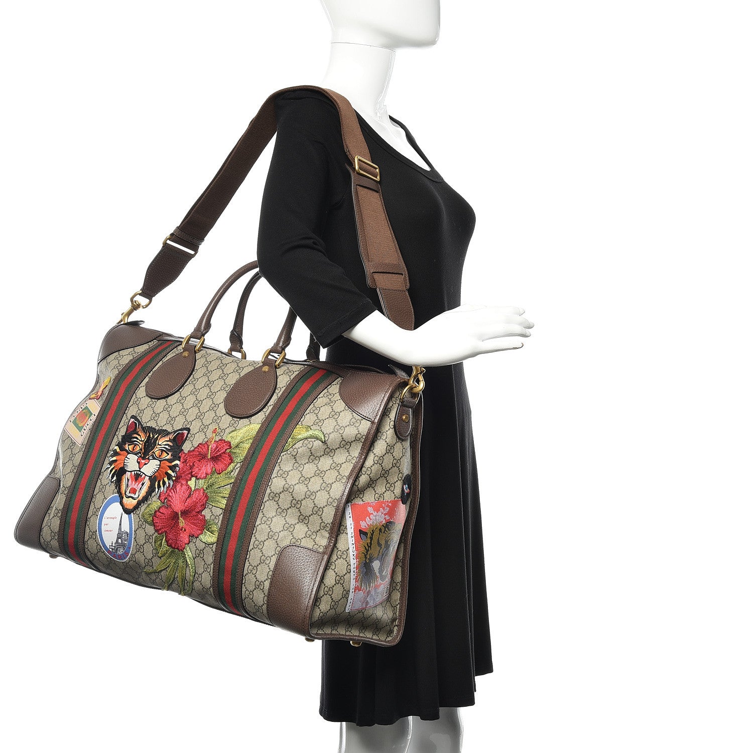 Gucci Soft GG Supreme Monogram Courrier Large Duffle Bag Beige New Acero Multicolor 2 of 10