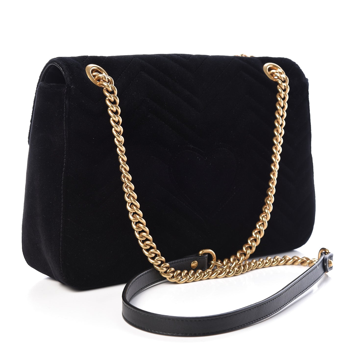 Velvet Matelasse Medium GG Marmont Shoulder Bag Black