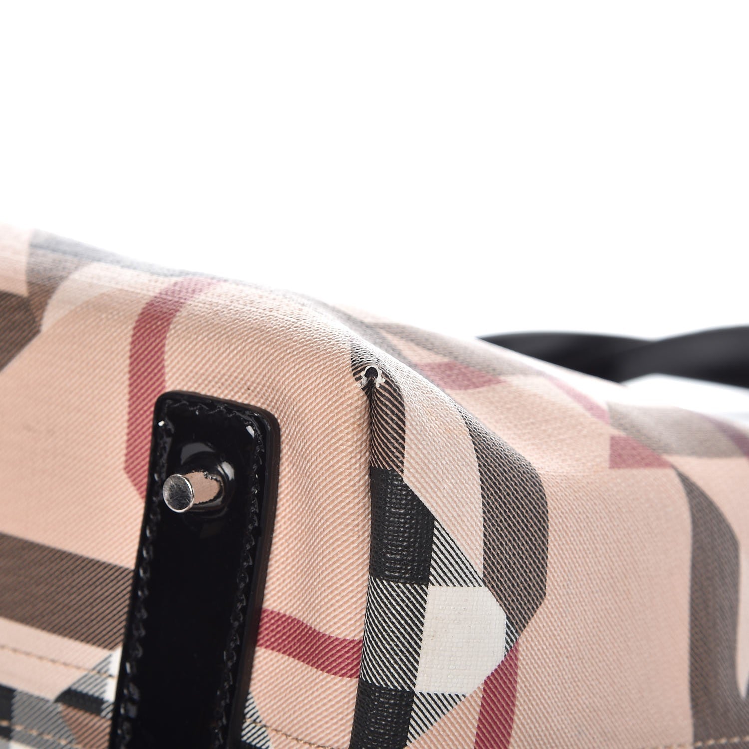 Burberry Patent Trim Patchwork Check Small Tote Black 13 of 16