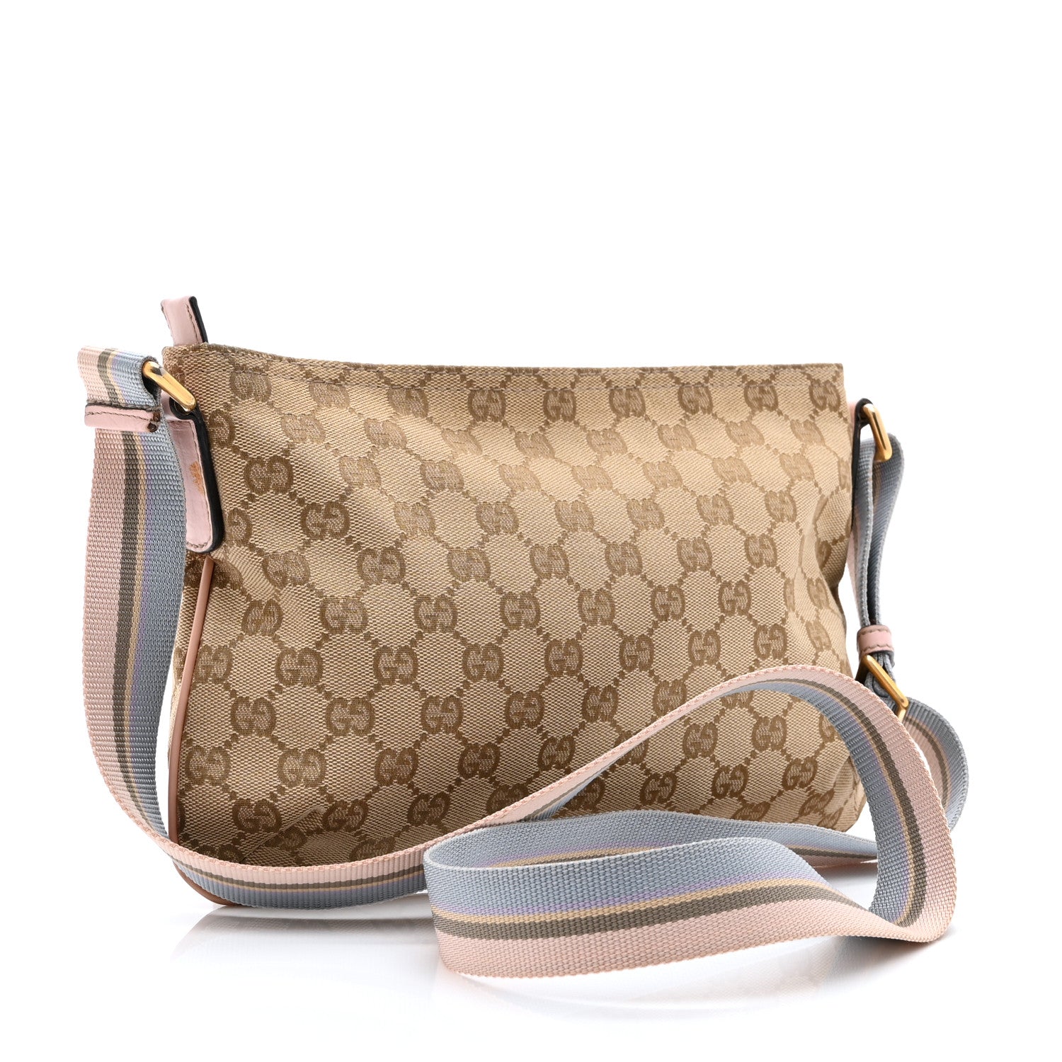 Gucci Monogram Web Small Flat Messenger Crossbody Pink Blue 3 of 10