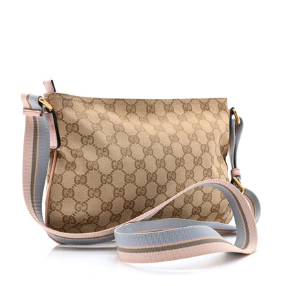 Gucci Monogram Web Small Flat Messenger Crossbody Pink Blue 3 of 10