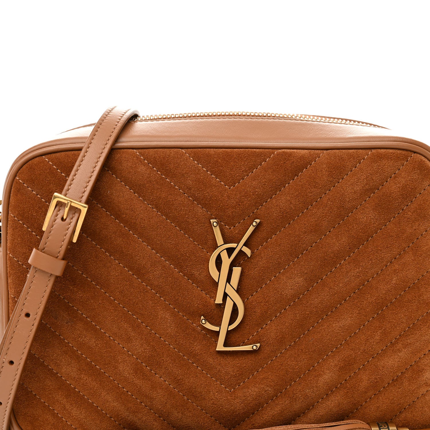 Saint Laurent Suede Matelasse Monogram Lou Camera Bag Cinnamon 8 of 11