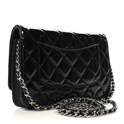 Chanel Patent Quilted Wallet On Chain WOC Black 3 of 12