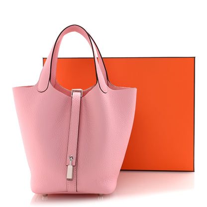 Hermes Taurillon Clemence Picotin Lock 18 PM Rose Sakura 11 of 11
