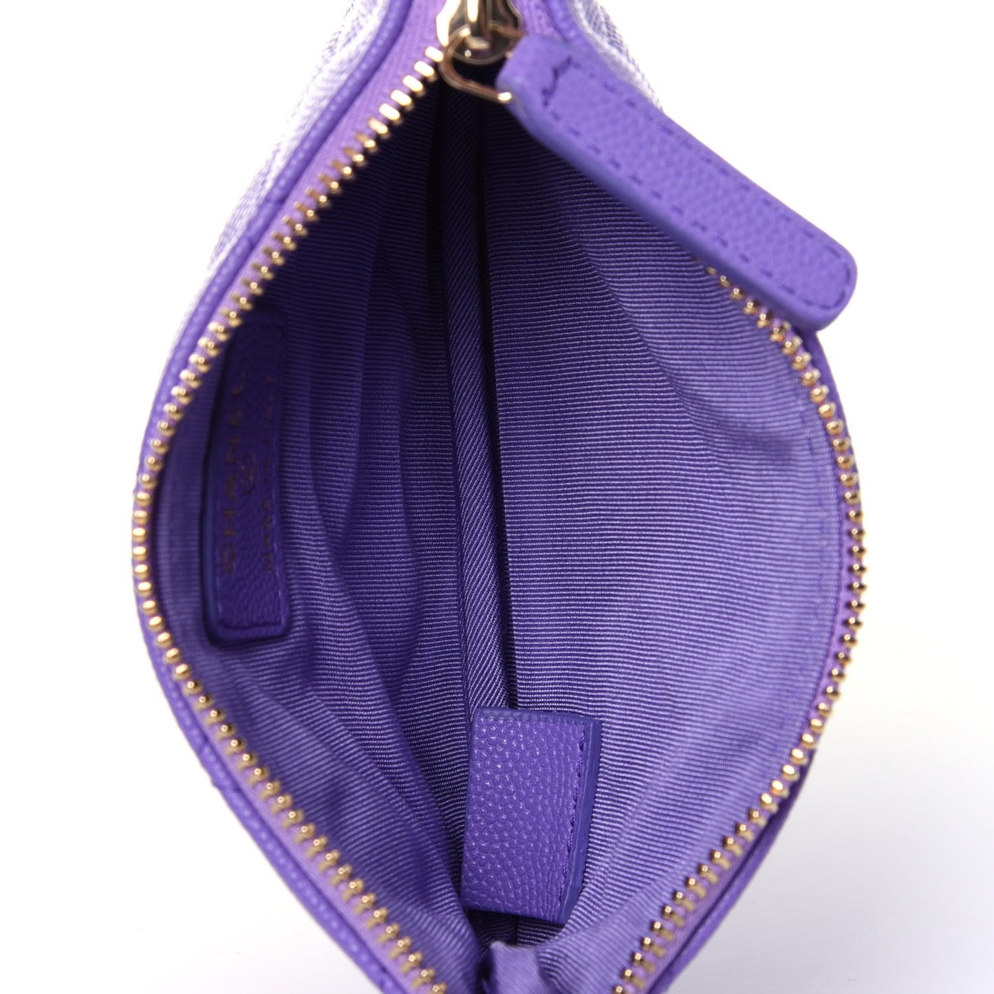 Caviar Quilted Small Cosmetic Case Purple