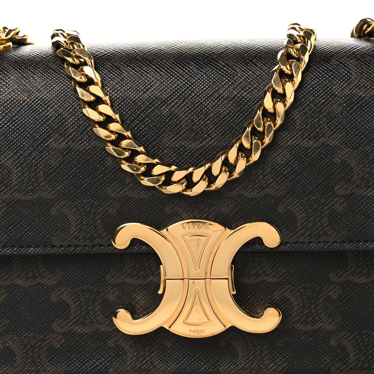 Triomphe Canvas Chain Shoulder Bag Tan