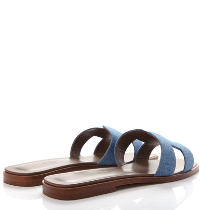 Hermes Denim Canvas Oran Sandals 37 Bleu Clair 4 of 11
