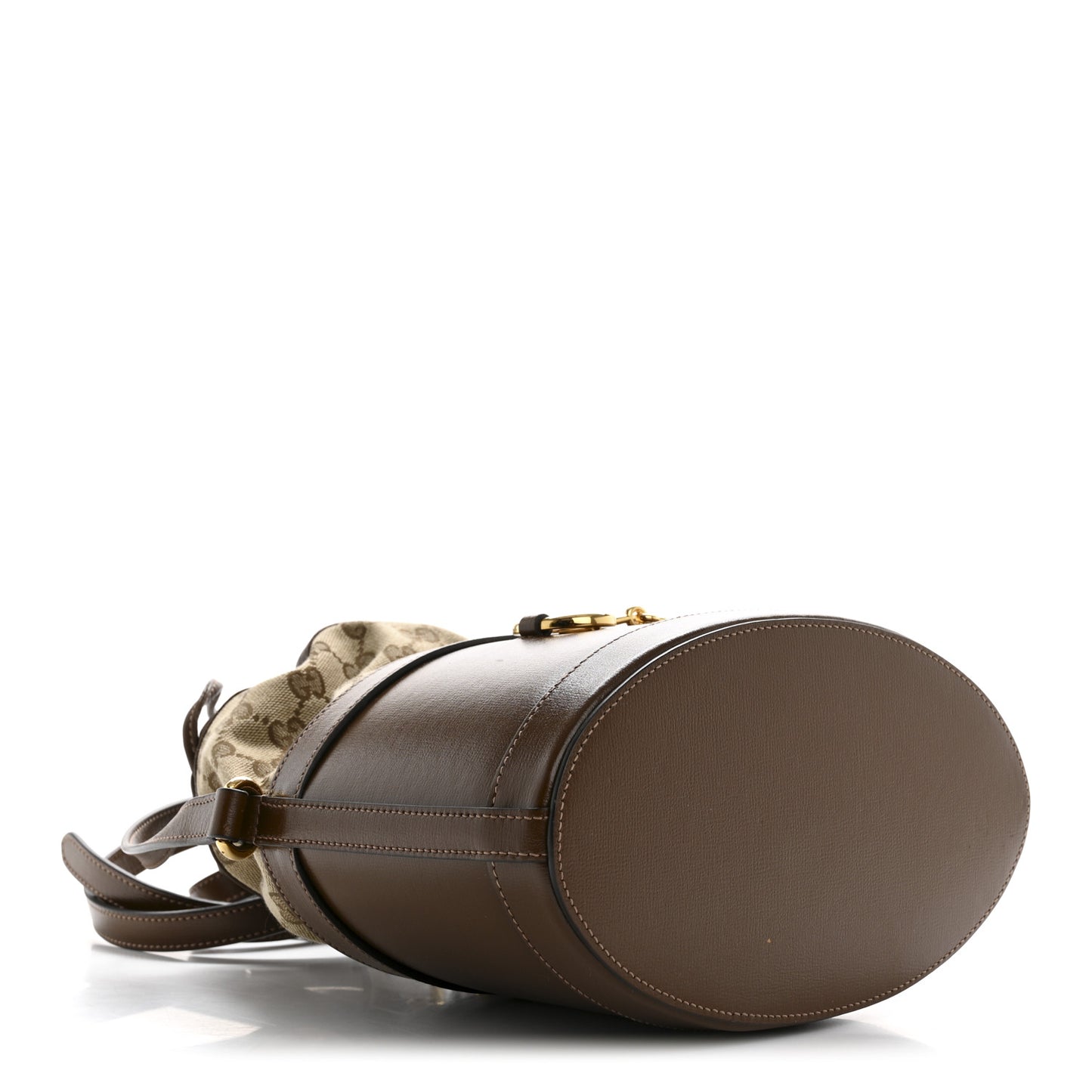 Monogram Textured Calfskin Horsebit 1955 Drawstring Bucket Bag Beige Brown Sugar