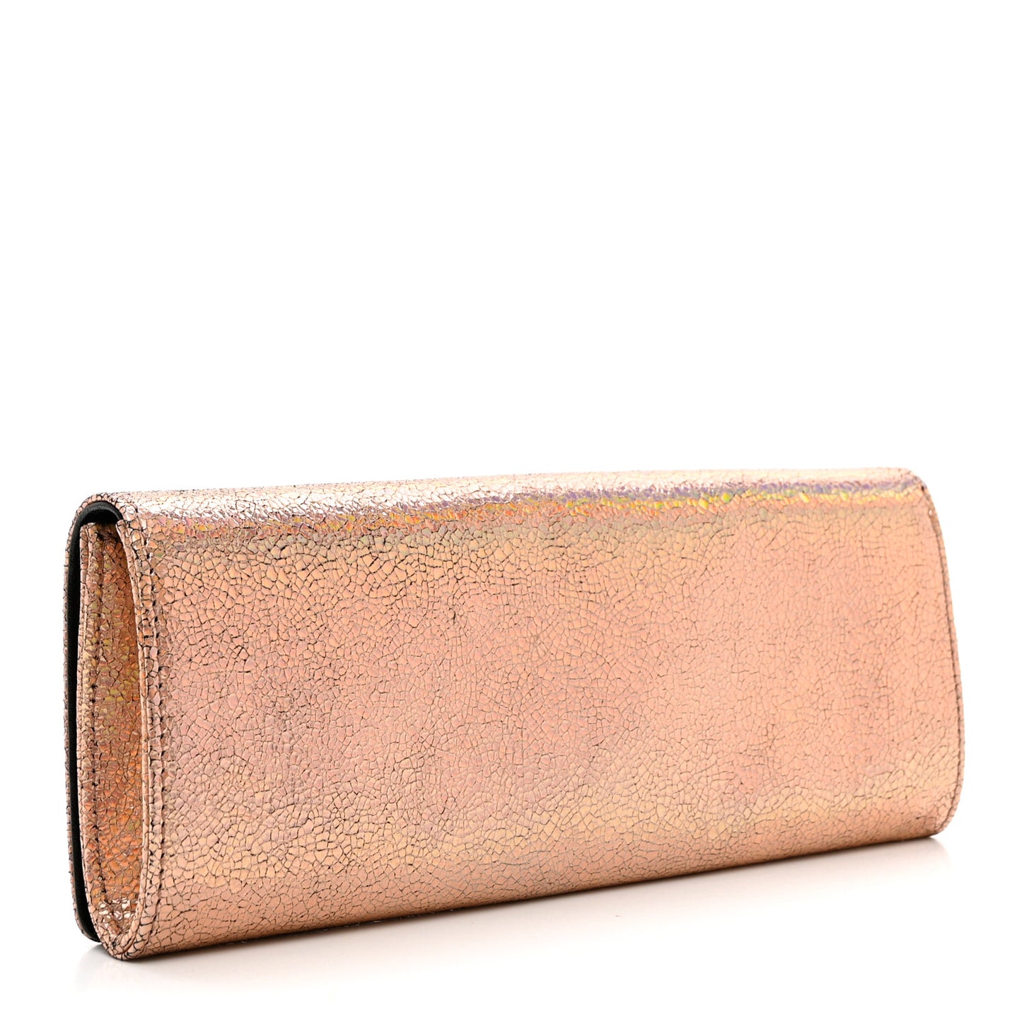 Metallic Crackled Calfskin Broadway Clutch Salmone