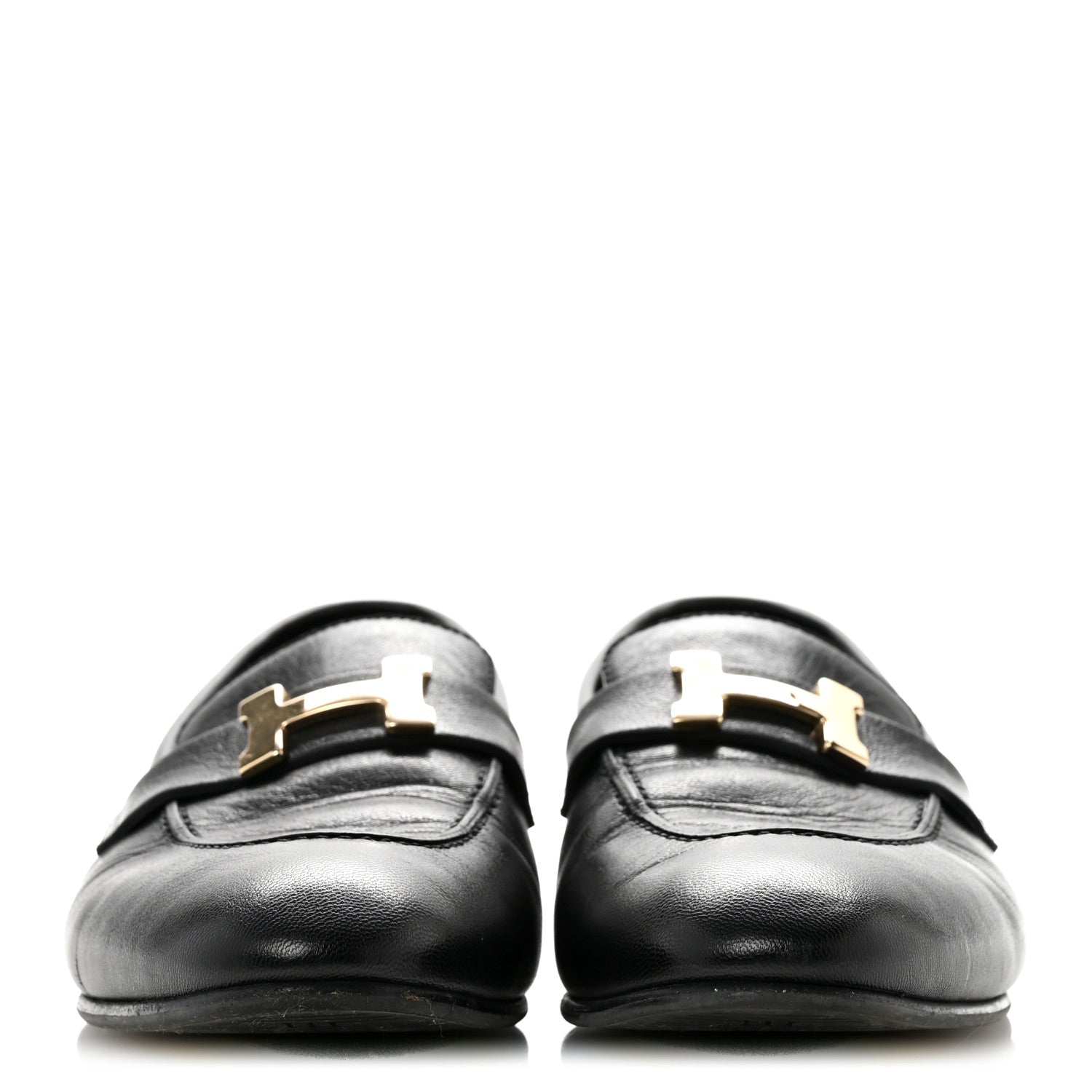 Hermes Goatskin Womens Paris Loafers 38 Black 3 of 9