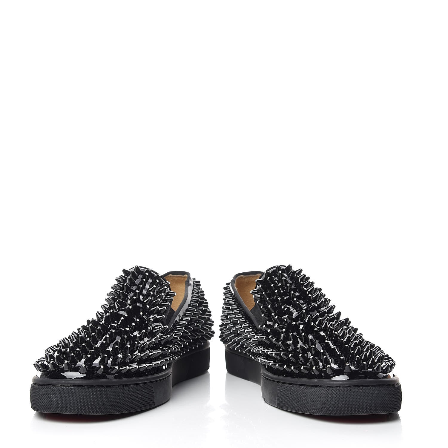 Christian Louboutin Patent Spikes Mens Galactokai Flat 42 Black Lucido 5 of 10