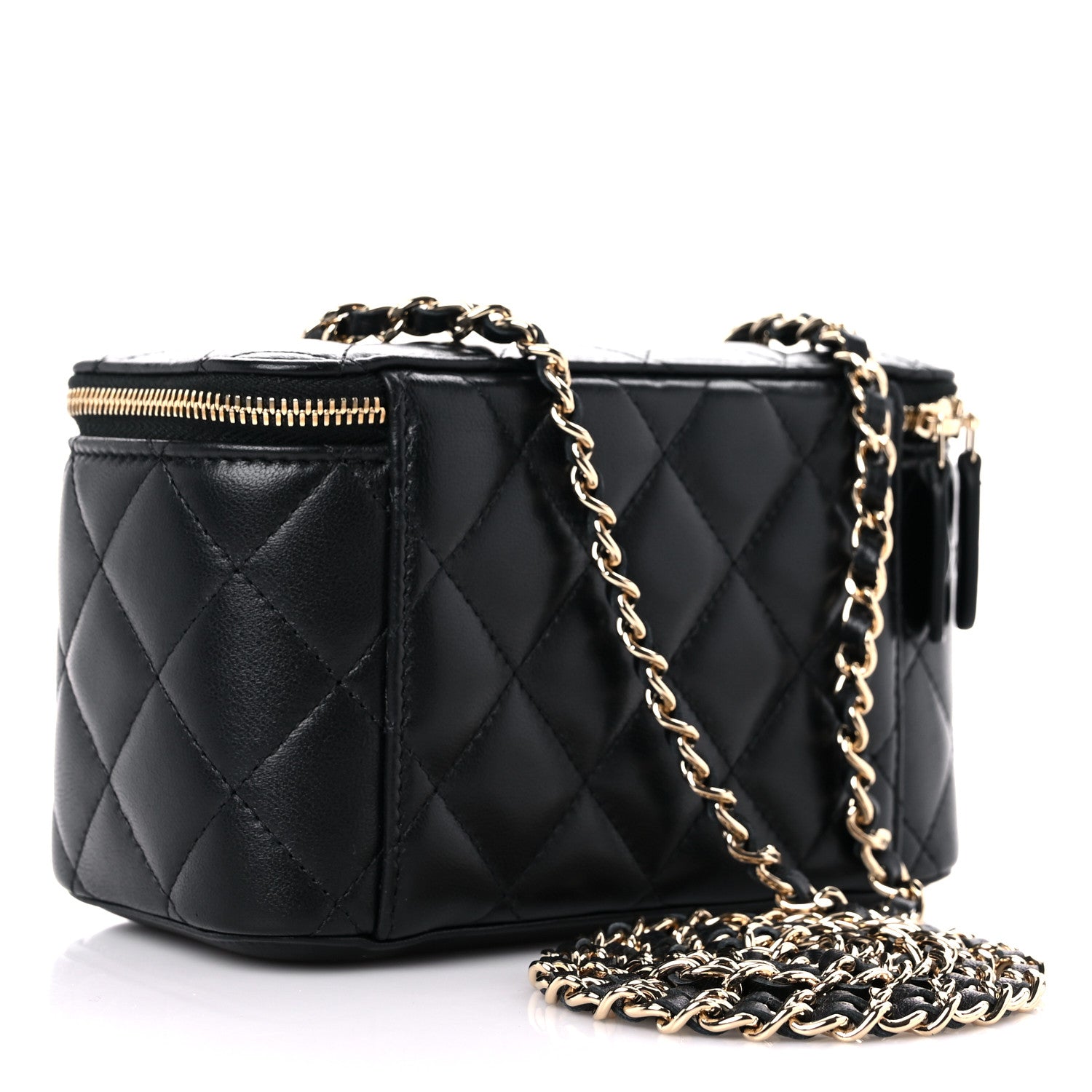 Chanel Lambskin Quilted Small Vanity Case With Chain Black 3 of 9