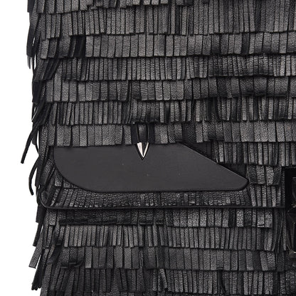 Fendi Vitello Century Opaco Monster Eyes Fringe Studded Kan I Shoulder Bag Black 11 of 11