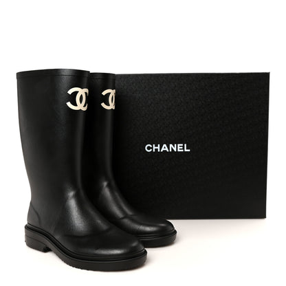 Chanel Caoutchouk CC High Boots 39 Black 10 of 10