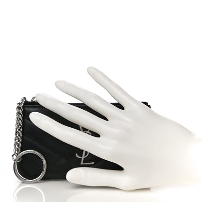 Saint Laurent Calfskin Matelasse Monogram Key Pouch Black 2 of 11