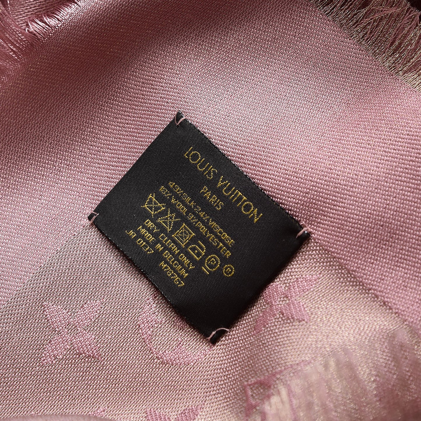 Silk Wool Monogram Shine Shawl Pink