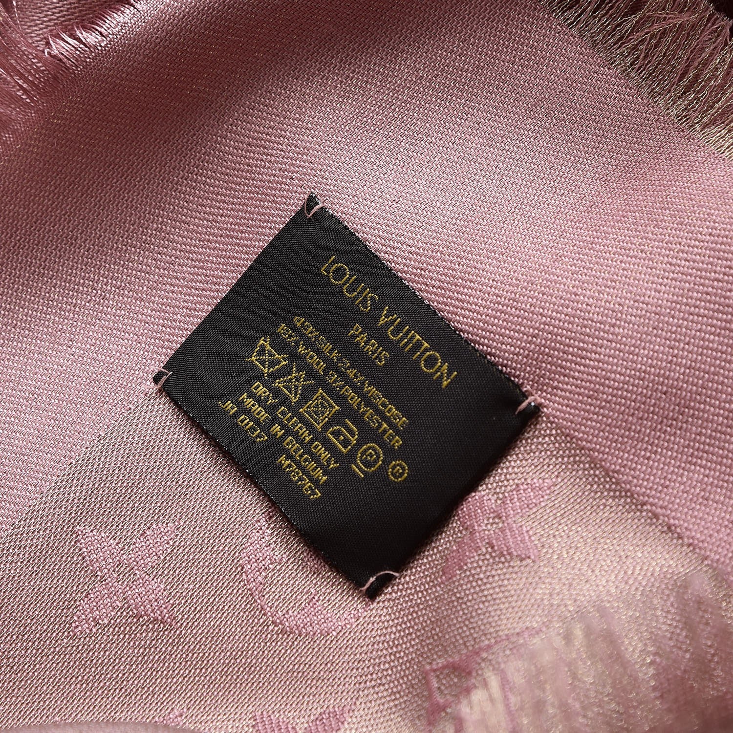 Louis Vuitton Silk Wool Monogram Shine Shawl Pink 6 of 6