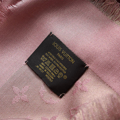 Louis Vuitton Silk Wool Monogram Shine Shawl Pink 6 of 6