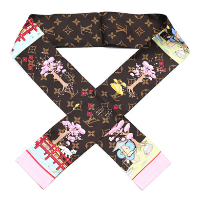 Louis Vuitton Silk Monogram 2021 Christmas Animation Japanese Garden Bandeau Marron 1 of 3