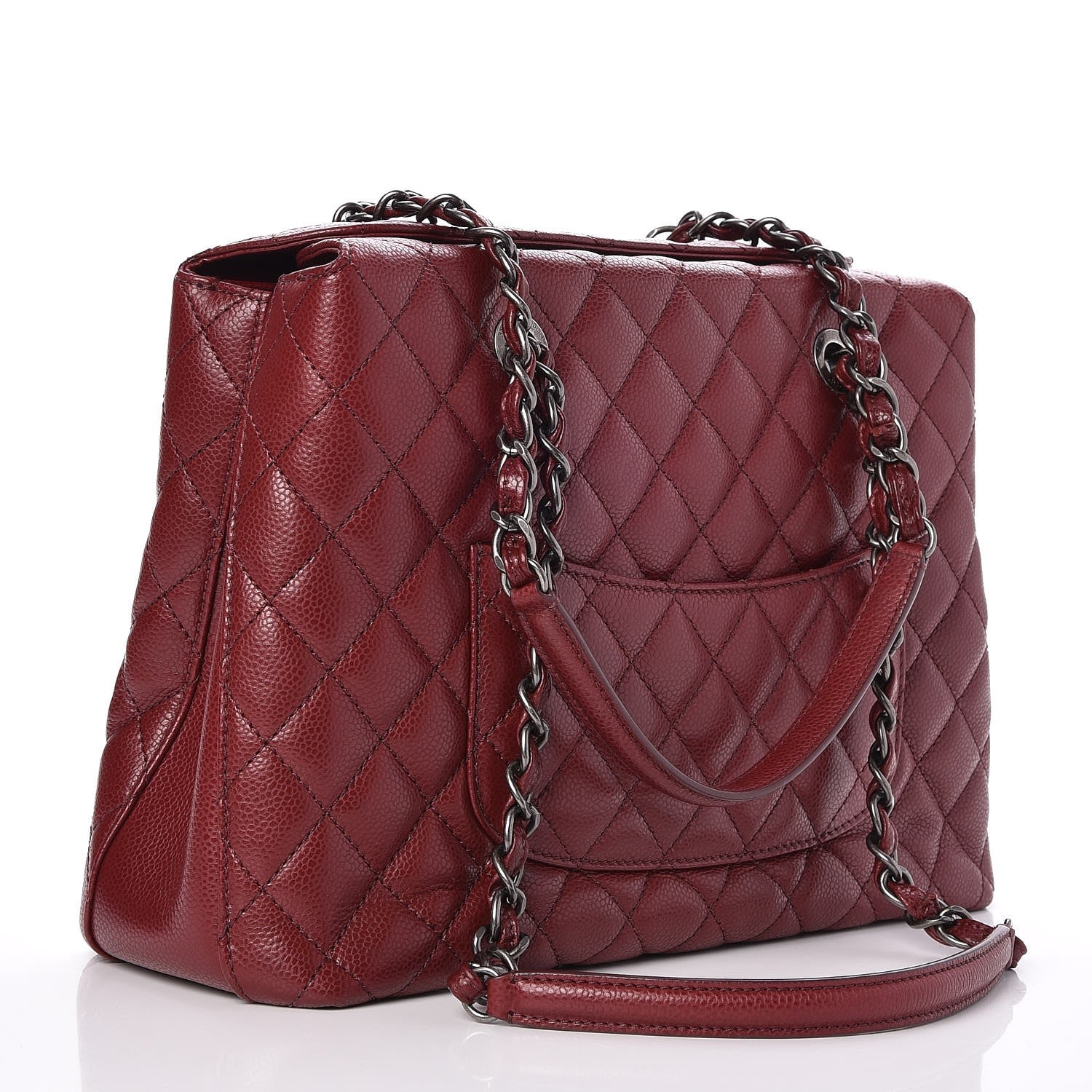 Chanel Caviar Quilted City Shopping Tote Dark Red 3 of 7