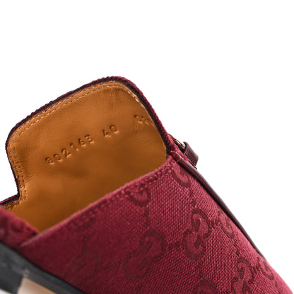 Gucci New Canvas GG Monogram Malaga Kid Womens Princetown Slippers 40 Rosso Ancora 9 of 10