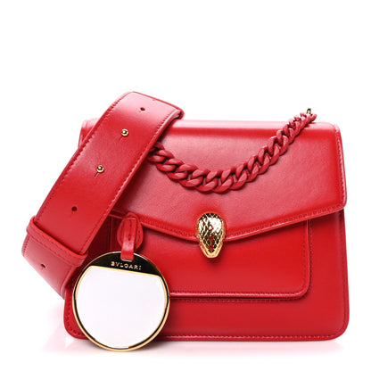 Bulgari Nappa Monochrome Serpenti Forever Large Maxi Chain Crossbody Bag Red 3 of 10