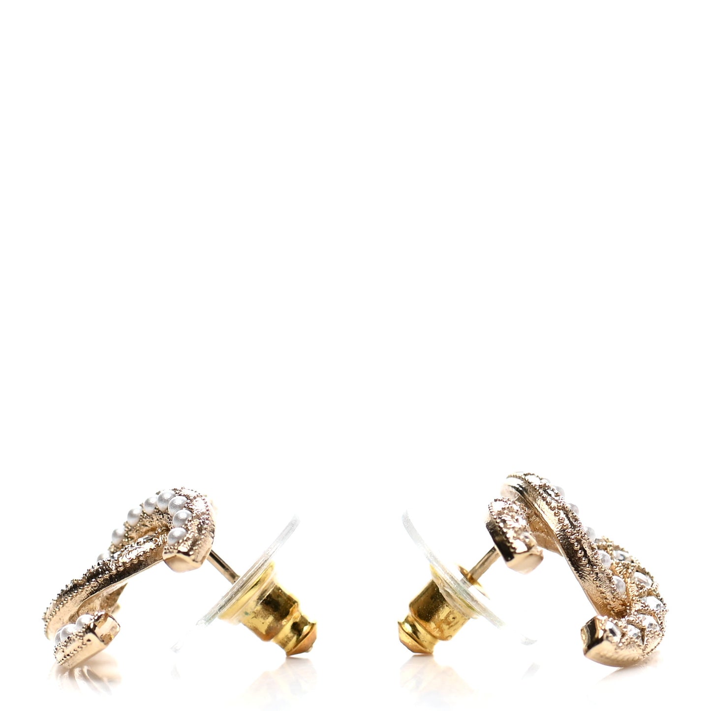Crystal Pearl CC Earrings Gold