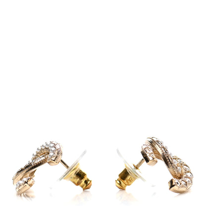 Chanel Crystal Pearl CC Earrings Gold 3 of 4