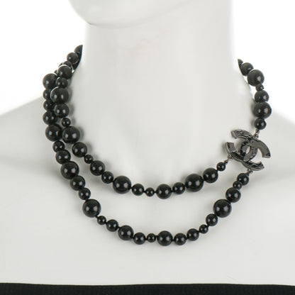 Chanel Glass Bead CC Map Short Necklace Ruthenium Black 2 of 4