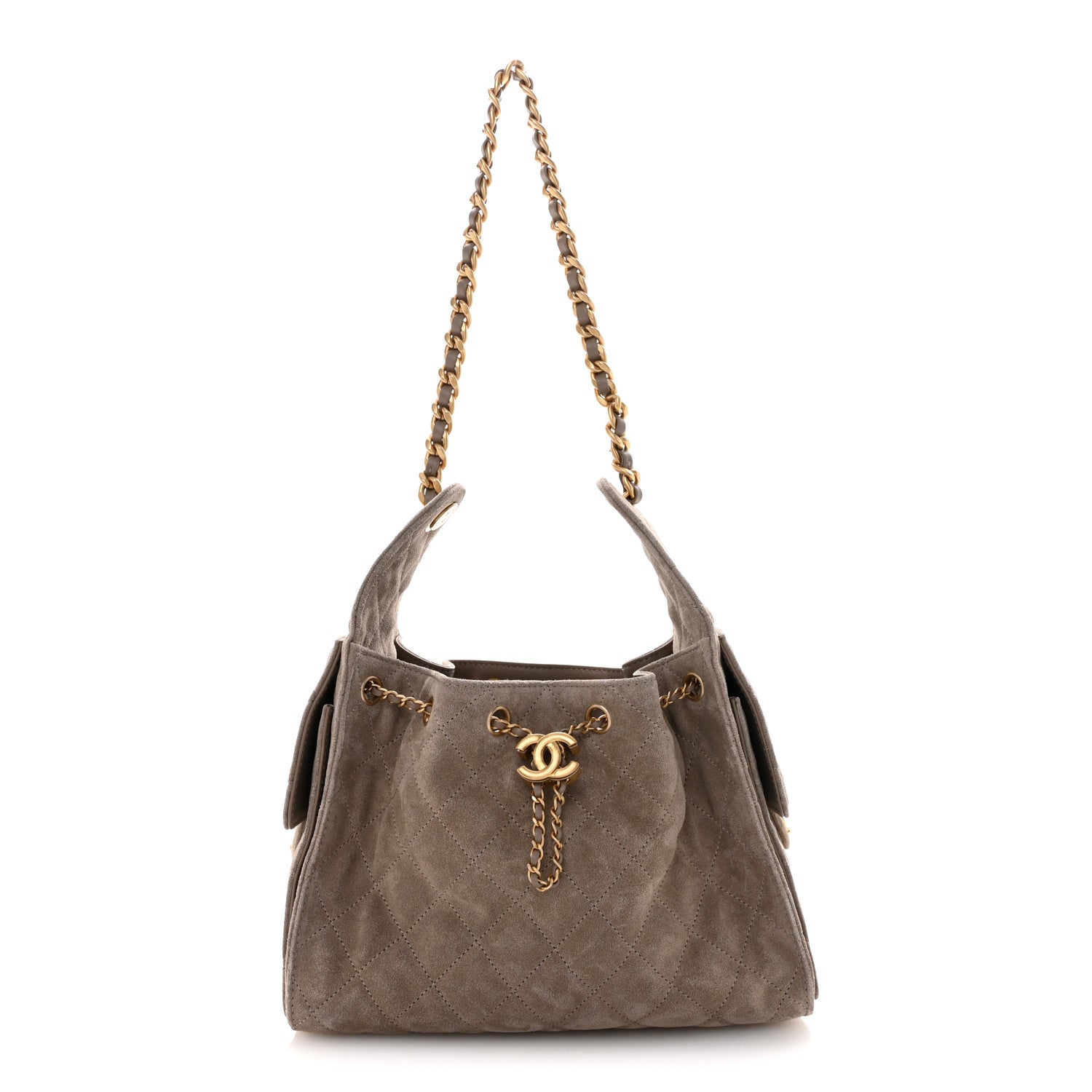 Chanel Suede Quilted Small Chanel 25 Handbag Dark Grey 1 of 12