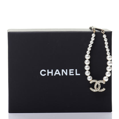 Chanel Pearl Crystal Chain CC Necklace Gold 6 of 6