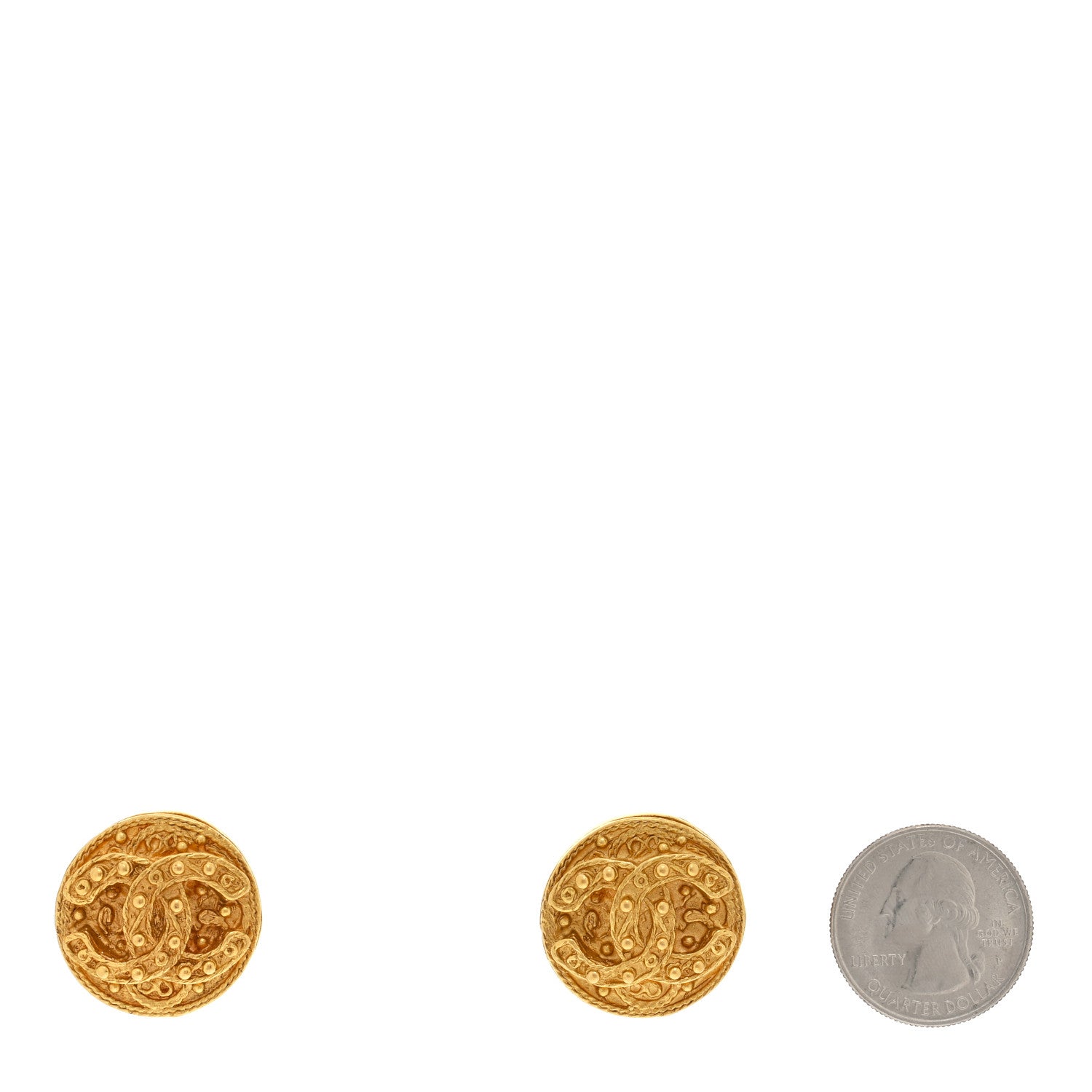 Chanel Round CC Clip On Earrings Gold 2 of 4